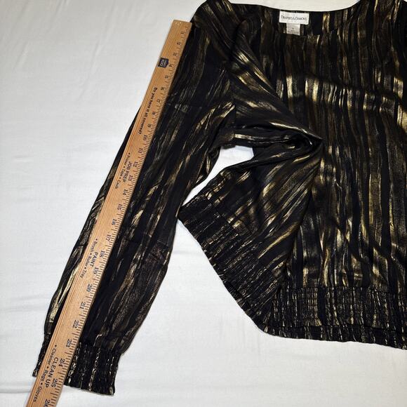Drapers & Damons Black Gold Elastic Hem Womens Size 1X Blouse Party Holiday EUC - Picture 8 of 13
